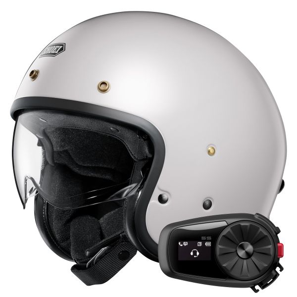 Casque Jet Shoei J.O2 Off White + Kit Bluetooth 5S Solo