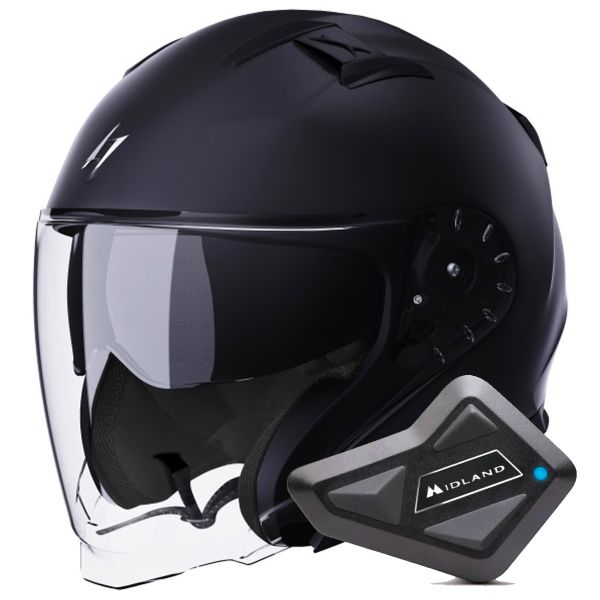 Casque Jet Stormer Rival Black Matt + Kit Bluetooth BT Mini Casque Jet Stormer Rival Black Matt + Kit Bluetooth BT Mini