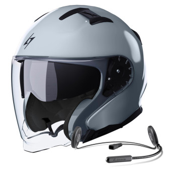 Casque Jet Stormer Rival Grey Nardo Glossy + Kit Bluetooth Lokui K10
