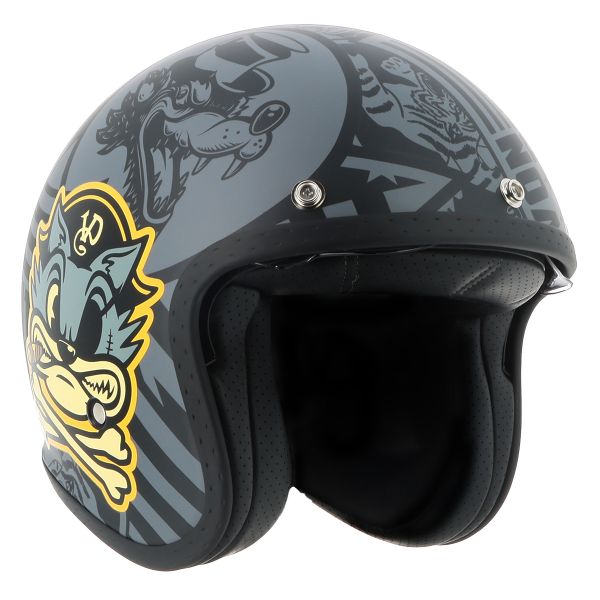 Casque Jet Von Dutch Big Cat Black Grey