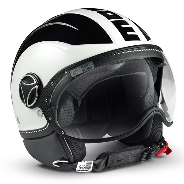 Casque Fashion Momo Design Avio Blanc Quartz Noir Metal