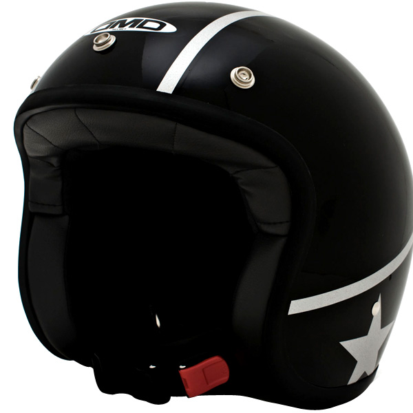 Casque Jet Dmd Vintage Stunt Noir Etoile