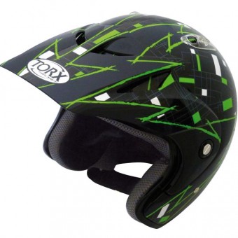 Casque Jet Torx Doug Noir Vert