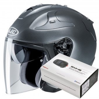 Casque Jet HJC FG-Jet Semi Mat Titanium + Kit Bluetooth Sena SMH5 Casque Jet HJC FG-Jet Semi Mat Titanium + Kit Bluetooth Sena SMH5