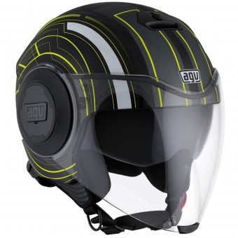 Casque Jet AGV Fluid Chicago Matt Black Yellow Casque Jet AGV Fluid Chicago Matt Black Yellow