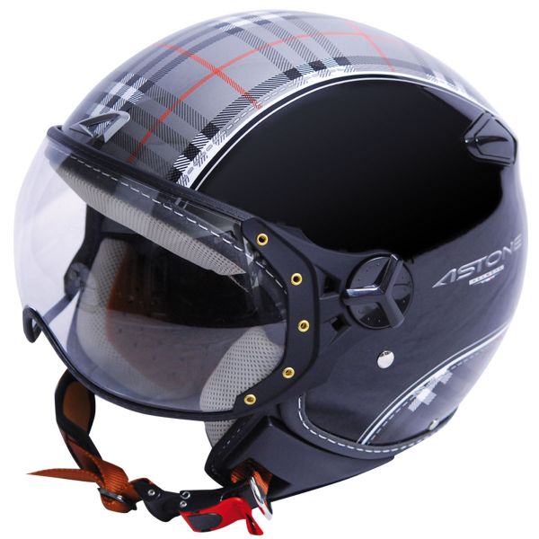Casque Jet Astone KSR Scottish Noir Casque Jet Astone KSR Scottish Noir