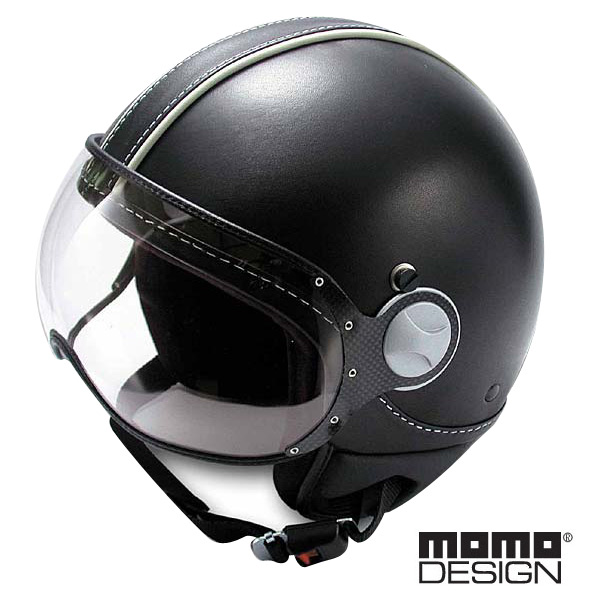Casque Jet Momo Design Fighter Cuir Noir