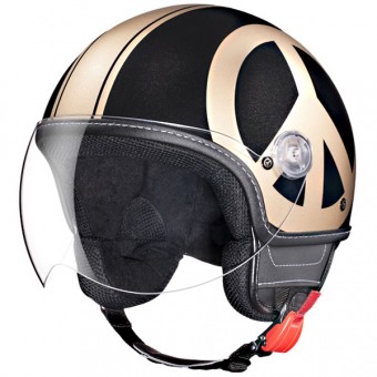 Casque Jet Moschino Peace and Love Noir Or Casque Jet Moschino Peace and Love Noir Or