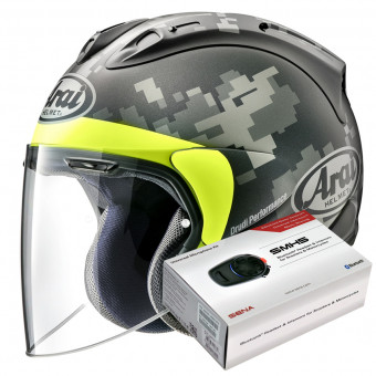 Casque Jet Arai SZ-R Vas Mimetic Black + Sena SMH5 Casque Jet Arai SZ-R Vas Mimetic Black + Sena SMH5