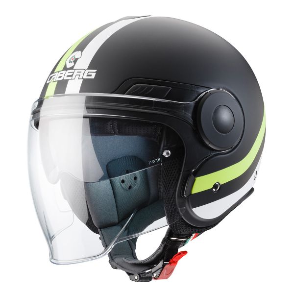 Casque Jet Caberg Uptown Chrono Matt Black White Yellow Fluo