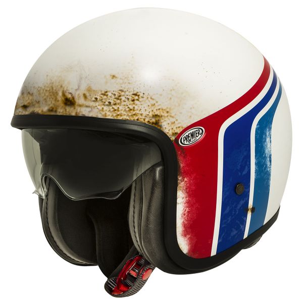 Casque Jet Premier Vintage Blanc Mat BTR8BM Casque Jet Premier Vintage Blanc Mat BTR8BM