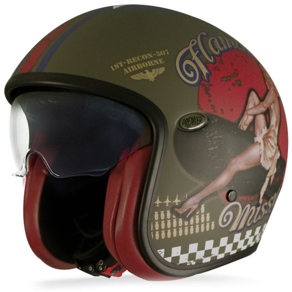 Casque Jet Premier Vintage Pinup Military BM Mat