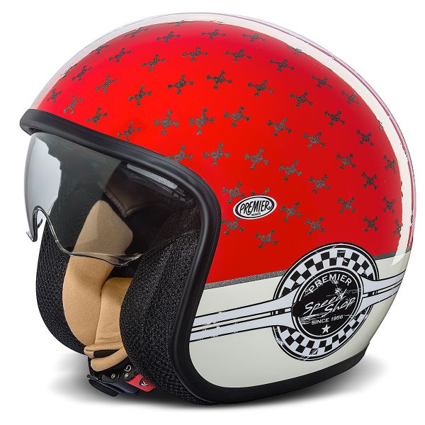 Casque Jet Premier Vintage Rouge Blanc SP2