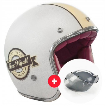 Casque Jet Torx Wyatt Famous Matt Glitter Blanc + Ecran Wyatt Bubble 3 Pressions