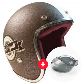 Casque Jet Torx Wyatt Famous Matt Glitter Charcoal + Ecran Wyatt Bubble 3 Pressions