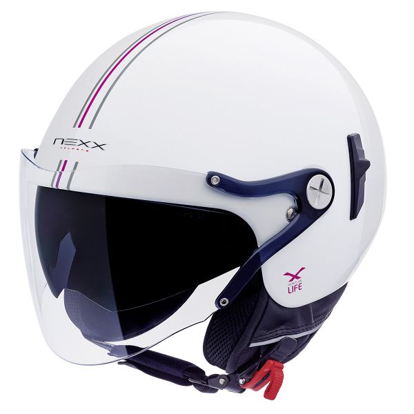 Casque Jet Nexx X60 Vision Flex Bastille Blanc Rose