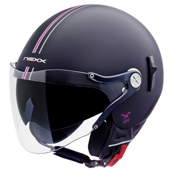 Casque Jet Nexx X60 Vision Flex Bastille Noir Rose Mat