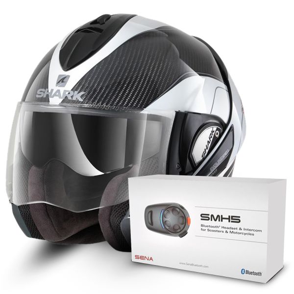 Casque Modulable Shark Evoline Pro Carbon DWA + Kit Bluetooth Sena SMH5