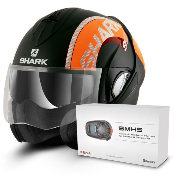 Casque Shark Evoline Serie 3 Drop Mat Kok Kit Bluetooth Sena Smh5