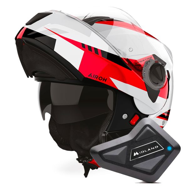 Casque Modulable Airoh Specktre Clever Red + Kit Bluetooth BT Mini