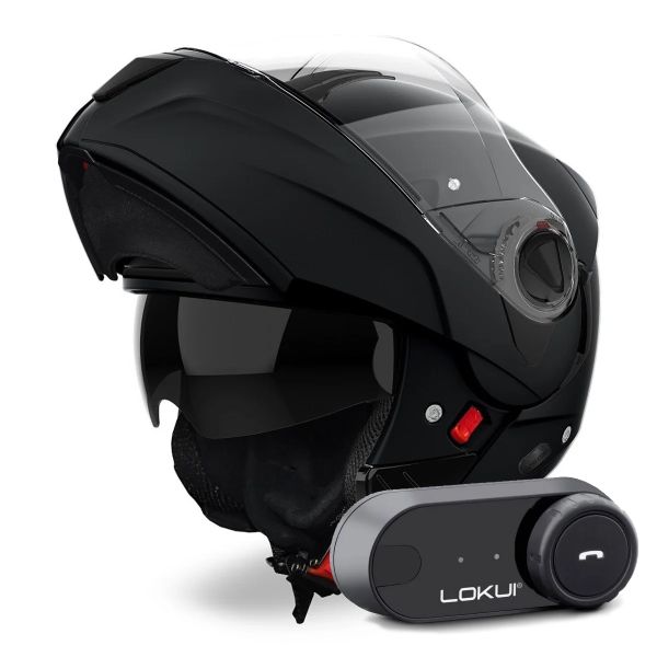 Casque Modulable Airoh Specktre Color Black Matt + Kit Bluetooth Lokui K30