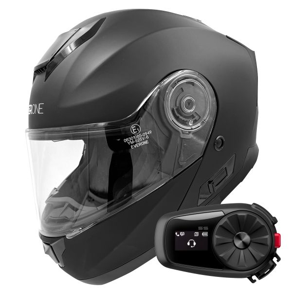 Casque Modulable Everone M72R Matt Black + Kit Bluetooth 5S Solo