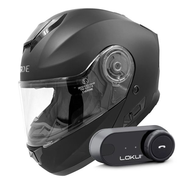Casque Modulable Everone M72R Matt Black + Kit Bluetooth Lokui K30