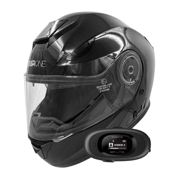 Casque Modulable Everone M72R Shiny Black + Kit bluetooth 5R Lite