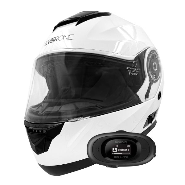 Casque Modulable Everone M72R Shiny White + Kit bluetooth 5R Lite
