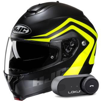 Casque Modulable HJC C91N Nepos MC3HSF + Kit Bluetooth Lokui K30