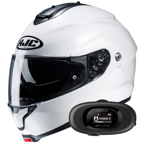 Casque Modulable HJC C91N Pearl White+ Kit bluetooth 5R Lite Solo Casque Modulable HJC C91N Pearl White+ Kit bluetooth 5R Lite Solo