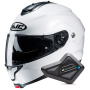 Casque Modulable HJC C91N Pearl White + Kit Bluetooth BT Mini