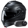 Casque Modulable HJC C91N Semi Flat Black + Kit Bluetooth Lokui K30