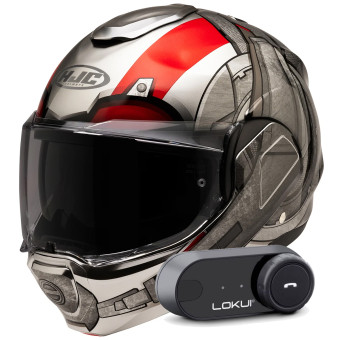 Casque Modulable HJC F100 Antman Marvel MC1 + Kit Bluetooth Lokui K30