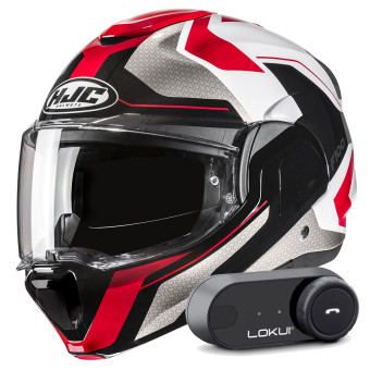 Casque Modulable HJC F100 Bios MC1 + Kit Bluetooth Lokui K30