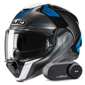 Casque Modulable HJC F100 Bios MC2 + Kit Bluetooth Lokui K30