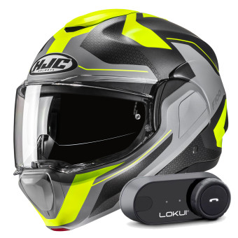 Casque Modulable HJC F100 Bios MC3HSF + Kit Bluetooth Lokui K30