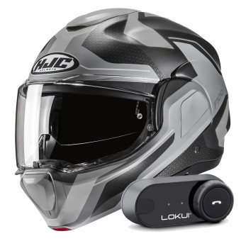 Casque Modulable HJC F100 Bios MC5SF + Kit Bluetooth Lokui K30
