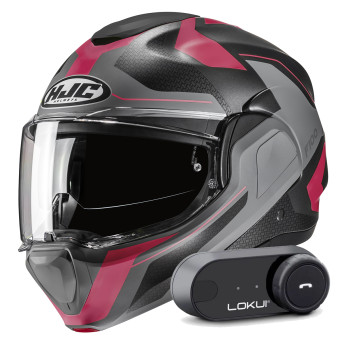 Casque Modulable HJC F100 Bios MC8SF + Kit Bluetooth Lokui K30