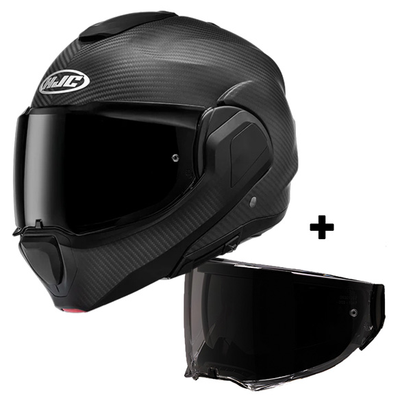 Casque Modulable HJC F100 Carbon Matte Black + Ecran Fume Fonce