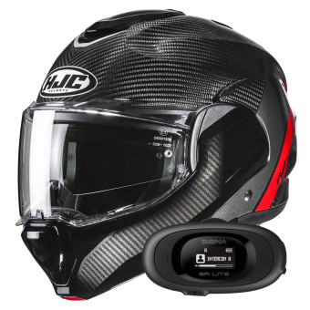 Casque Modulable HJC F100 Carbon Stan MC1 + Kit bluetooth 5R Lite