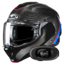 Casque Modulable HJC F100 Carbon Stan MC21 + Kit bluetooth 5R Lite