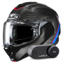 Casque Modulable HJC F100 Carbon Stan MC21 + Kit Bluetooth Lokui K30