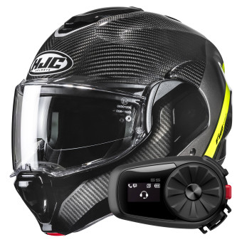 Casque Modulable HJC F100 Carbon Stan MC3H + Kit Bluetooth 5S Solo