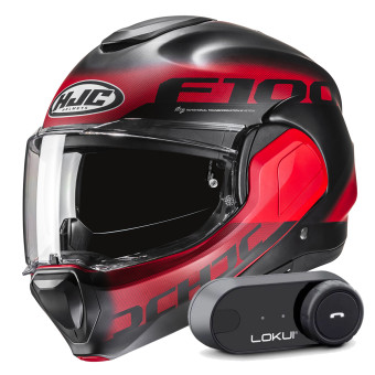 Casque Modulable HJC F100 Hetal MC1SF + Kit Bluetooth Lokui K30
