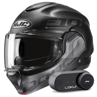 Casque Modulable HJC F100 Hetal MC5SF + Kit Bluetooth Lokui K30