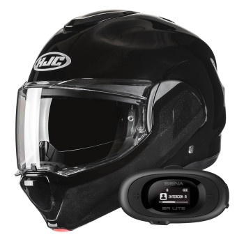 Casque Modulable HJC F100 Metal Black + Kit bluetooth 5R Lite