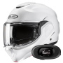 Casque Modulable HJC F100 Pearl White + Kit bluetooth 5R Lite