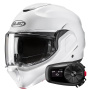 Casque Modulable HJC F100 Pearl White + Kit Bluetooth 5S Solo