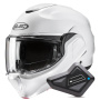Casque Modulable HJC F100 Pearl White + Kit Bluetooth BT Mini